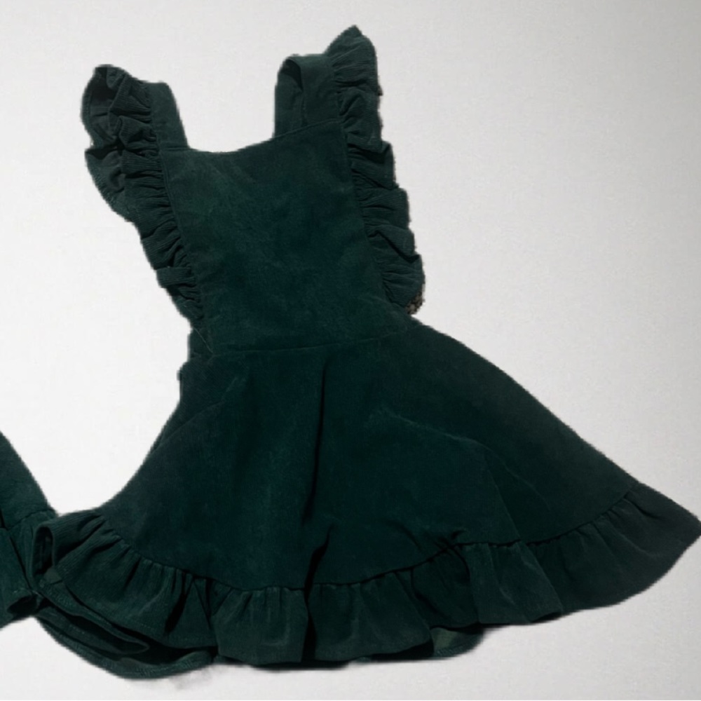Dark christmas green corduroy vest dress toddler 3T-4T